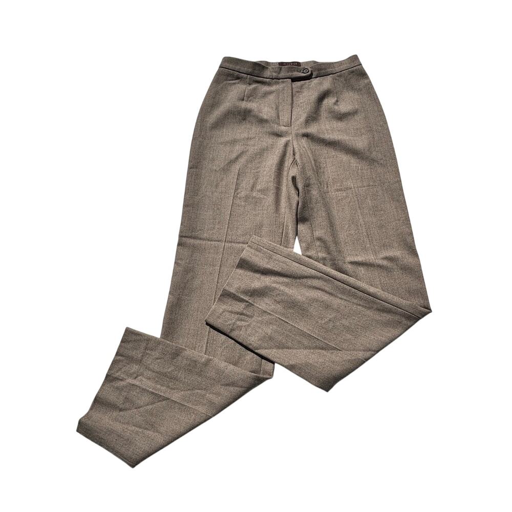 Peserico Wool Straight Leg Flat Front Dress Pants Brown 40